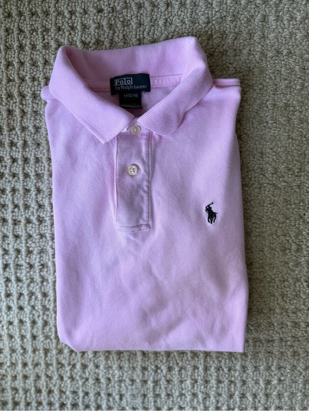 Ralph Lauren Kids Light Pink Polo Shirt with Navy Pony